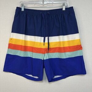 Alvin's Island Swimwear Men's Large Trunks Stripes